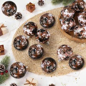 12 Pcs Cow Print Plastic Christmas Ball Decorations, 2.36 Inch Country Western Cow Tree Fireplace Decorations Plastic Cowhide Print Ornaments for Christmas Party Xmas Home