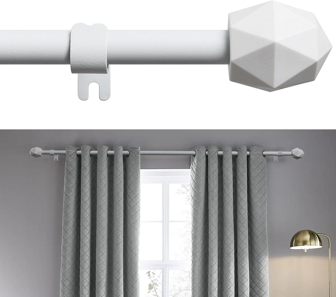 FLY HAWK Curtain Rods, 48" to 93" for Windows Curtain Rod Set, Modern Simplicity Decorative Style 5/8 Inch Metal Curtain Pole, Heavy Duty Drapery Rods with Brackets White