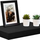 WELLAND 16 inch Black Mission Floating Shelves for Wall, Bathroom Wall Mount Shelves, Wood Modern Display Shelves, Book Shelves,for Bedroom,Living Room and Kitchen (15 4/5" x 9 1/4" x 2")