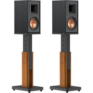 Height Adjustable Speaker Stands Pair for Studio Monitor & Bookshelf Speaker Stands-Wood Grain Floor Speaker Stands for Klipsch, ELAC, JBL, KEF, Edifier Surround Sound Speaker Stand Up to 50 Lbs