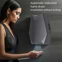 1600W Powerful Hand Dryer, Wall-Mounted Quiet Bathroom Dryer with No-Drill Installation, Compact Automatic Sensor Dryer for Home, Kitchen, Hotel(Black and White) (Black)