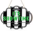 Yousoontic Halloween Door Sign Hanging Decoration It's Showtime Halloween Wooden Wall Front Door Hanging Decoration with Rope Pumpkin Showtime Fun Wall Art for Party Porch Decor