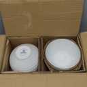 Famiware Eden Plates and Bowls Sets, Stoneware Dinnerware Sets with Gold Trim, 12 Pieces Dishes Set for 4 - Chip and Scratch Resistant, Microwave and Dishwasher Safe, White Circle