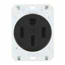 Bryant 9450FR Industrial Grade 50 Amp NEMA 14-50 Receptacle, Made in USA, Single Flush, 3 Pole 4 Wire Grounding 125/250V, Black