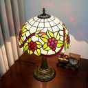 12 Inch Tiffany Lamp Grape Stained Glass Bedroom Table Lamps Village Retro Rustic Farmhouse Style For Living Room End Bedside Nightstand Office Dorm Home Decor Accent Mid Century Reading Desk Light