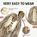 FLUFYMOOZ Ponytail Extension, 18 Inch Claw Clip Ponytail Extension, Wavy Curly Claw Clip in Ponytail Hair Extensions, Natural Ponytail Synthetic Hairpiece for Women (Ash Brown with Blonde Highlights)