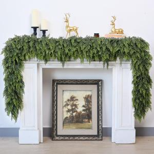9FT Real Touch Cedar Garland for Fireplace - Artificial Christmas Garlands Realistic Faux Greenery Fake Pine Needles Garland for Holiday,Table, Window,Mantel,Stairs, Home,Indoor Outdoor Decor (1PCS)