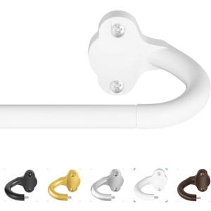 TVWOO Wrap Around Curtain Rods,White Curtain Rods 48 to 84 Inch,5/8 Inch Adjustable Blackout Curtain Rod Set with Bracket,Room Darkening Single Window Rod,Metal Hidden Curved Drapery Rods 48-84",White