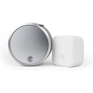 August Home Smart Lock Pro + Connect Hub - Wi-Fi Smart Lock for Keyless Entry - Works with Alexa, Google Assistant, and more  Silver