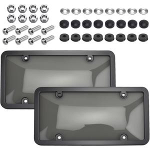 2 Pcs Clear License Plate Covers and Frames,Transparent License Plate Holders with Screws & Caps,Rust-Proof Auto Licenses Plates Protector Shields for Standard US Plates