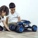 CROBOLL 1:12 Large Remote Control car for Boys Kids with Lifting Function,4WD RC Cars Electric Monster Truck Toy Gifts 4X4 Off-Road RC Rock Crawler 2.4GHz RC Truck with 2 Batteries (Blue)