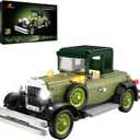 JMBricklayer Vintage Cars Building Sets for Adults with Lights 50001, Classic Retro Model Car Kits, Antique Cars Collectible Display Decorations, Building Toys Gifts for Men Women Boys Girls(1297 PCS)