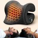 3s Heated Neck Stretcher for Pain Relief, Graphene Heating Pad, Odorless Neck Cloud Cervical Traction Device Chiropractic Pillow for Shoulder, Christmas Gifts for Women, Men, Mom, Dad (Black)