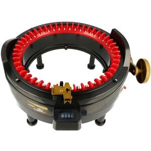 Addi Express King Size Knitting Machine, 46 Needle Round Loom with Row Counter and Hand Crank, Black, 17.7 Inch Flat Panel Width