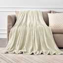 BEDELITE Fleece Blanket Twin Size 3D Ribbed Jacquard Soft and Warm Decorative Fuzzy Blankets Cozy, Fluffy, Plush Lightweight Throw Blankets for Couch, Bed, Sofa(Beige, 60x80 inches)
