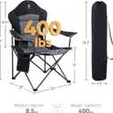EVER ADVANCED Folding Camping Chair with High Back Padded 2 Pack Oversized Portable Lawn Chairs Lightweight Sturdy Steel Foldable Outdoor Camp Chair for Adults, Black