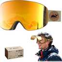 Whale Magnetic Flip-up Ski goggles, eyewear-style goggles For Men, Women And teenagers - 100% UV Protection (Silver Polarizer, Adult/Small)