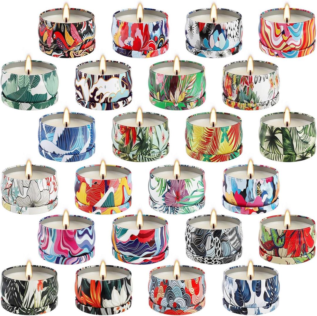 WPONSZU Set 24 Pack Scented Candles Gifts Soy Wax Travel Tin Jar Candles for Home 2.5 OZ jar Candles for Mom for Christmas, Birthday, Thanksgiving, Mother's Day