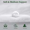 Thin Flat Soft Low Pillows Standard Size Set of 2, Down Alternative Filled Bed Pillows for Side Back and Stomach Sleepers 20x26