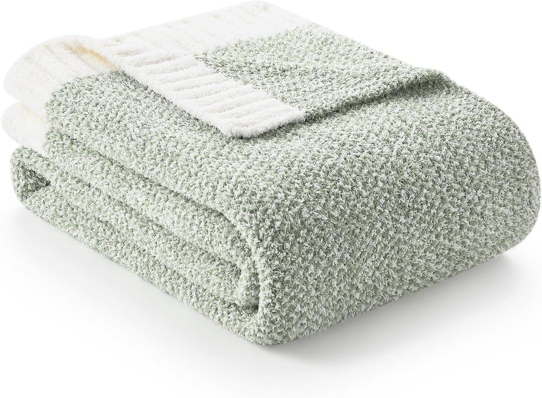 Snuggle Sac Sage Green Throw Blanket 50"x70", Super Soft Warm Microfiber Blankets Cozy Knit Fuzzy Lightweight Oversized Throws for Couch, Sofa, Bed, Camping, Picnic (Sage Green, 50x70 inches)