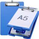 Meiikun Small Clipboard with Storage, A5 Clipboards with Pen Holder, Half Letter Clip Boards 6x9 Mini Plastic Clipboard with Low Profile Clip for Classroom, School, Office Supplies (Blue)