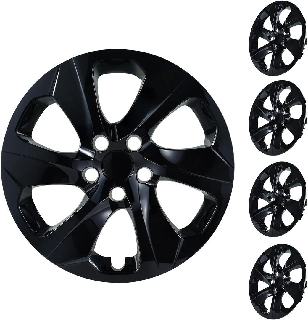 17 Inch Hubcaps Compatible with 2019-2025 Toyota RAV4 Factory Steel Wheels, Snap-On Wheel Covers, Durable ABS Replacement Hubcaps Set of 4 (Black)