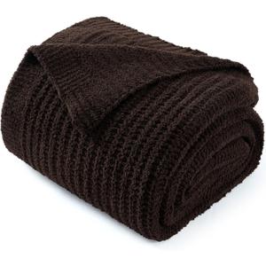 Striped Throw Blanket for Couch 50"X60", Dark Brown Microfiber Knitted Throws 550GSM Super Soft Warm Fuzzy Fluffy Plush Knit Blankets for Bed, Cozy Sofa Chair Living Room Home Decor