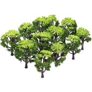 VANZACK Model Trees, 12 Pieces Plastic Pine Trees, 1:50 Scale, Green, for DIY Railways Landscape