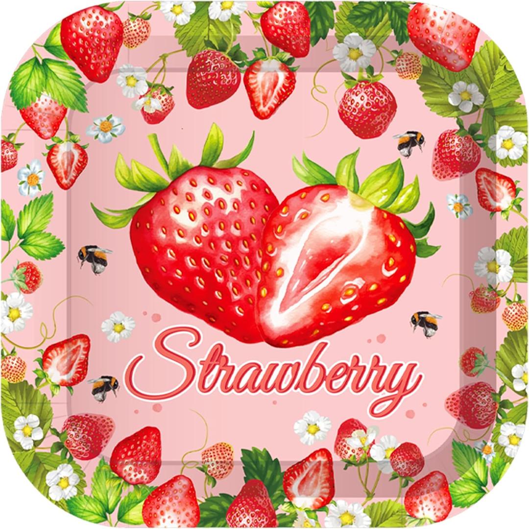 24pcs Strawberry Square 9 Inches Paper Plates - Strawberry Disposable Party Supplies for Birthday Parties, Baby Showers, Bridal Showers, Picnics, Summer Barbecues, Family Gatherings & Garden Parties
