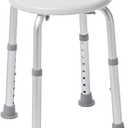 Drive Medical Shower Stool - Adjustable Height - Lightweight Aluminum Construction - 300 Lb Weight Capacity - Compact Tub & Shower Seat - Safety Bath Accessory - White