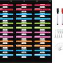 REGELETO 36 Pockets File Storage Pocket Chart with 36 Nametag Pockets, Hanging Wall File Organizer for Classroom and Office, Organize Your Assignments, Files, Scrapbooks, Paper (Black-36 Pockets)