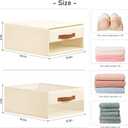 DIMJ Closet Organizers and Storage - Fabric Bins with Drawers for Closet Foldable Clothes Organizers with Clear Window, Stackable Storage Drawers for Bedroom, Living Room, 4-Pack, Beige
