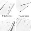 Runcati Mens Casual Pants Elastic Waist Lightweight Loose Fit Pleated Slacks Summer Beach Yoga Trousers (White)