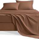 Queen Sheet Set, 4 Pieces Hotel Luxury Soft Microfiber Queen Bed Sheets Set, Up to 16" Deep Pockets, Oeko-Tex Sheets with Elastic, Breathable, Wrinkle Free (Brown,Queen)