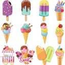 Pasimy 60 Pcs Ice Cream Decorations Ice Cream Bulletin Board Sweet Paper Cutouts for Xmas DIY Craft Classroom Birthday Door Window Wall Party Supplies
