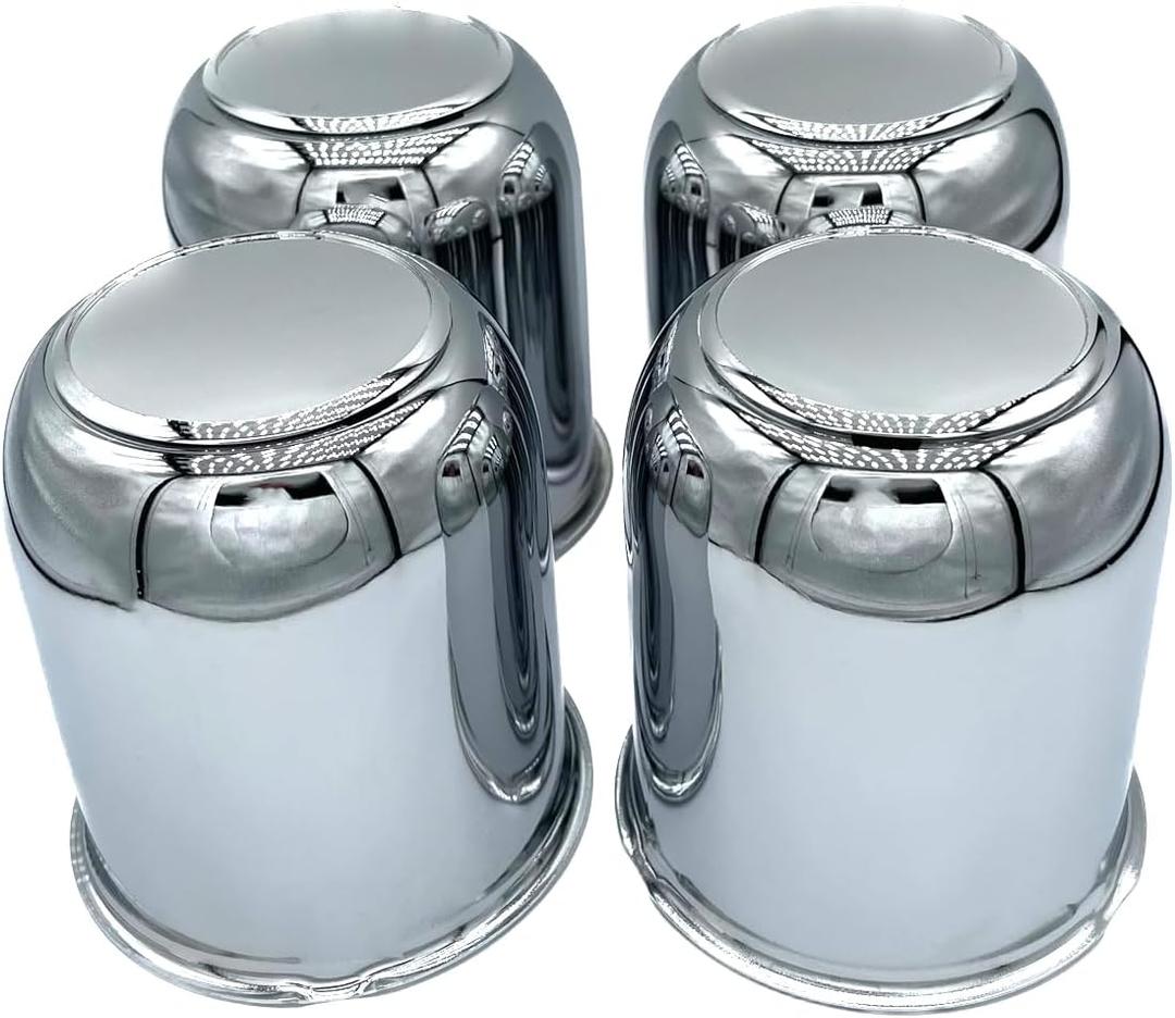 4 Pack 3-3/4 Inch Center Caps Push Through for Trailer Truck RV Wheels Rims 3-3/4" Center Bore Chrome Stainless Steel