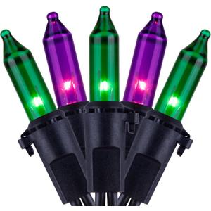 YULETIME 200 Green & Purple Halloween Lights with Black Wire, Pack of 2 Sets 33 ft 100 Count UL Certified Christmas String Lights (Green & Purple)