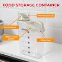 Two Pack Food & Cereal Storage Container - 2.6L Airtight Plastic Kitchen Organizer Bin with Pouring Spout, Measuring Cup Lid, Ideal for Dry Food, Rice, Sugar, Pet Food dispenser - BPA free (White)