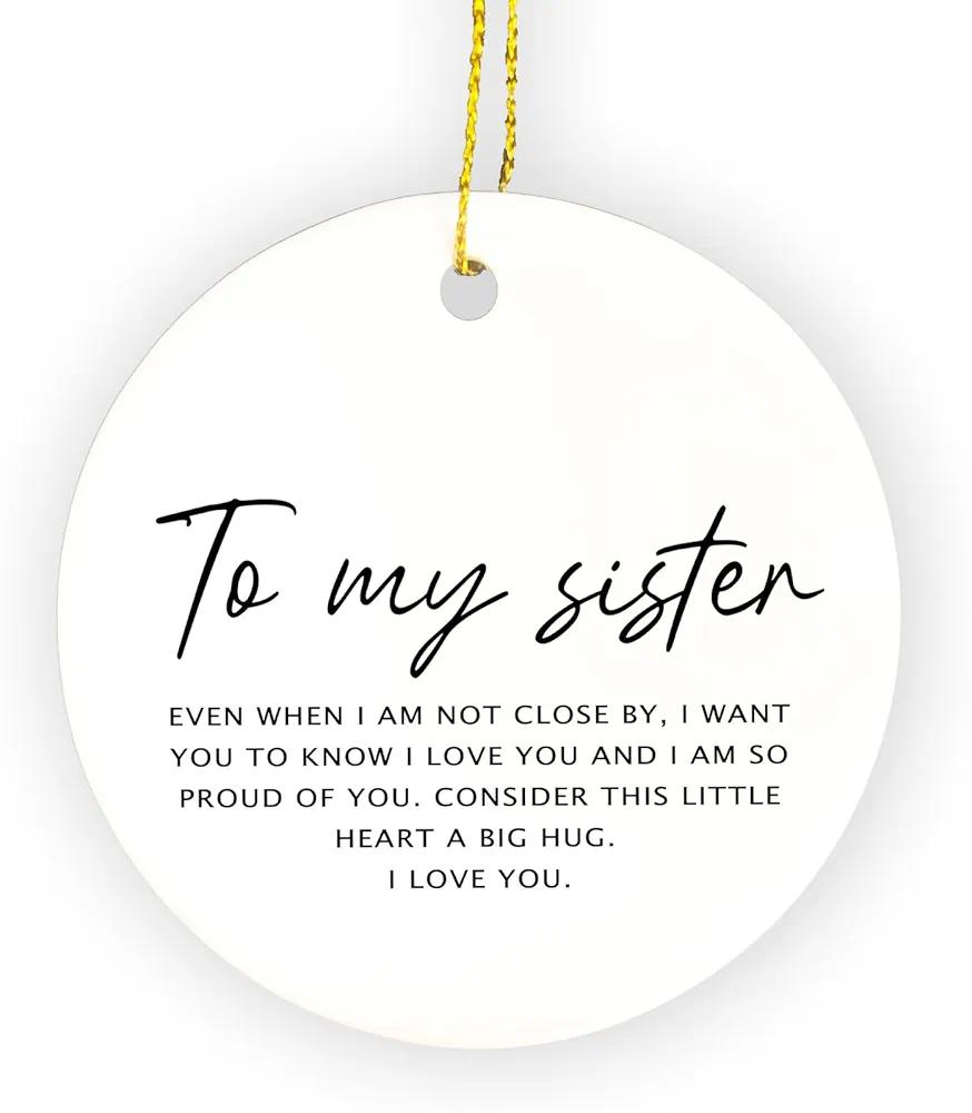FUGWN Sister Ornament, Sisters Hanging Ornaments for Christmas Tree Party Holiday Decorations, Sister Gifts for Christmas from Sisters Brothers Decorative Ornaments Keepsake