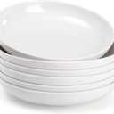 Fasmov Melamine Pasta Bowls, 6 Pack 9 inches 30 Oz Large Salad Serving Bowls, Shallow Salad Bowls, Plastic Dinner Deep Plates, Dishwasher Safe, White