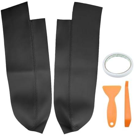 2Pcs Car Microfiber Leather Armrest Cover Skin Front Door Panel Elbow Pad Replacement for Honda CR-V CRV 2007-2012, Black, 1Pair