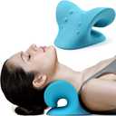 RESTCLOUD Neck and Shoulder Relaxer, Cervical Traction Device for TMJ Pain Relief and Cervical Spine Alignment, Chiropractic Pillow Neck Stretcher (Blue)