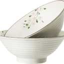 8.8 Inch Large Bowls - Ceramic Deep Bowls for Ramen, Noodle, Soup, Salad (2Pack, Pink Sakura)