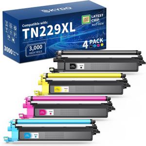 TN229XL Compatible Toner Cartridges Replacement for Brother TN229 TN229XL TN-229XL TN229 XL Work for MFC-L3780CDW MFC-L3720CDW HL-L3280CDW HL-L3220CDW HL-L3300CDW Printer (TN229XLBK/C/M/Y,4 Pack)