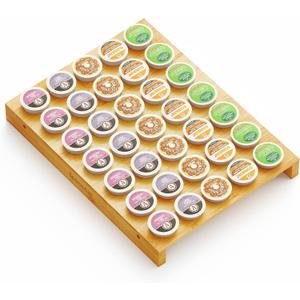 SpaceAid Bamboo K Cup Drawer Organizer Insert, Kitchen K Cups Coffee Pod Holder Tray Organizers for Kcup Coffee Station Drawer Storage Organization (35 Slots)