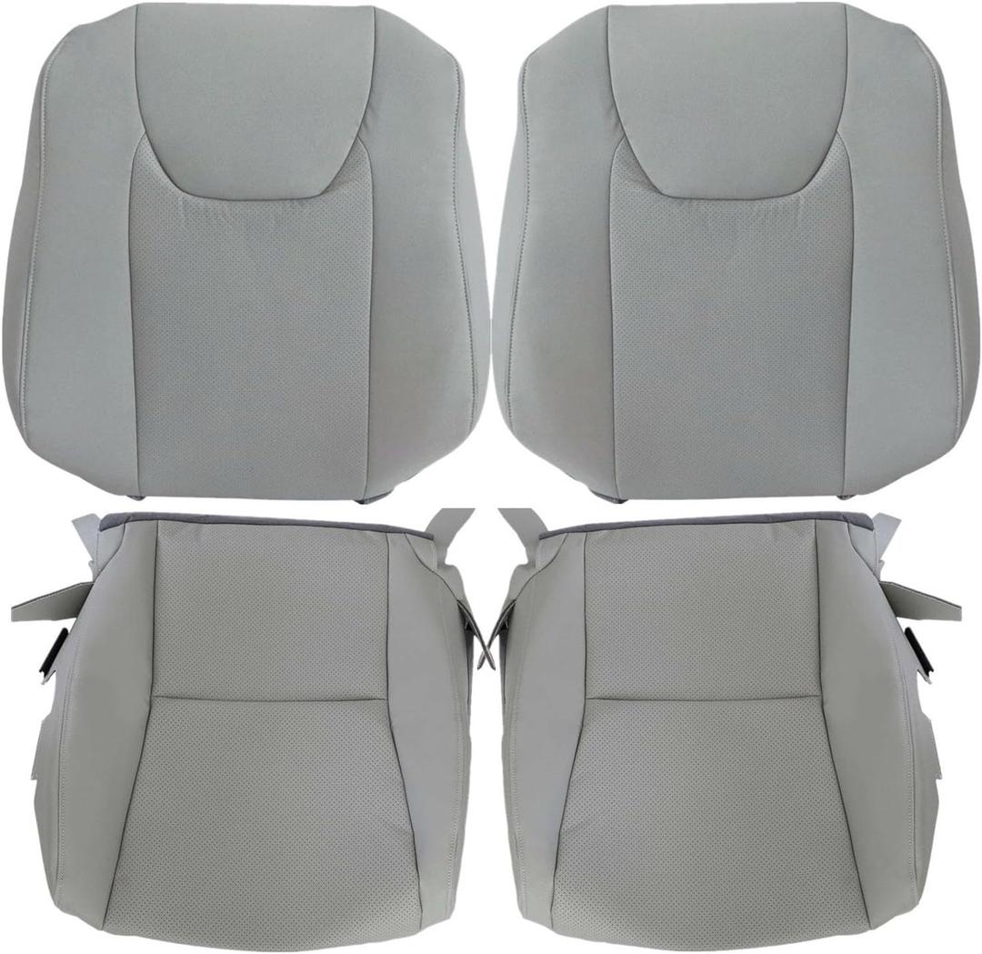 SecosAutoparts Gray Replacement Driver and Passenger Side Bottom & Top Lean Back Seat Covers Compatible with Lexus RX350 RX450 2010 2011 2012 2013 2014 2015