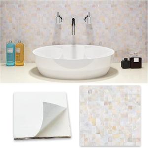 Peel and Stick Backsplash Mother of Pearl Tile, Yew & Tulip Self-Adhesive Natural Nacre Shell Seamless 12x12 Mosaic for Kitchen Backsplash Home Decor (Natural White, 10 Sheets/Box, 10 sq.ft.)