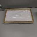 Large Bathroom Vanity Tray 13" x 8" Oak Decorative Wooden Tray for Bathroom Countertop & Vanity Organizer, Wood Tray for Perfume, Skincare & Accessories Storage, Vanity Dresser Decor Gold & White