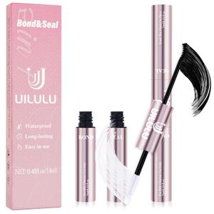 Uilulu Lash Cluster Glue, Lash Bond and Seal for Eyelash Clusters Black 2-in-1 Glue DIY at Home Use Hold Long-Lasting Eyelash Adhesive(7ml+7ml)
