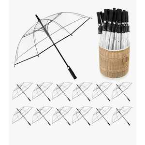 12 Pcs Wedding Umbrellas Bulk, 41 Inch Wedding Stick Umbrellas with Wooden Handle